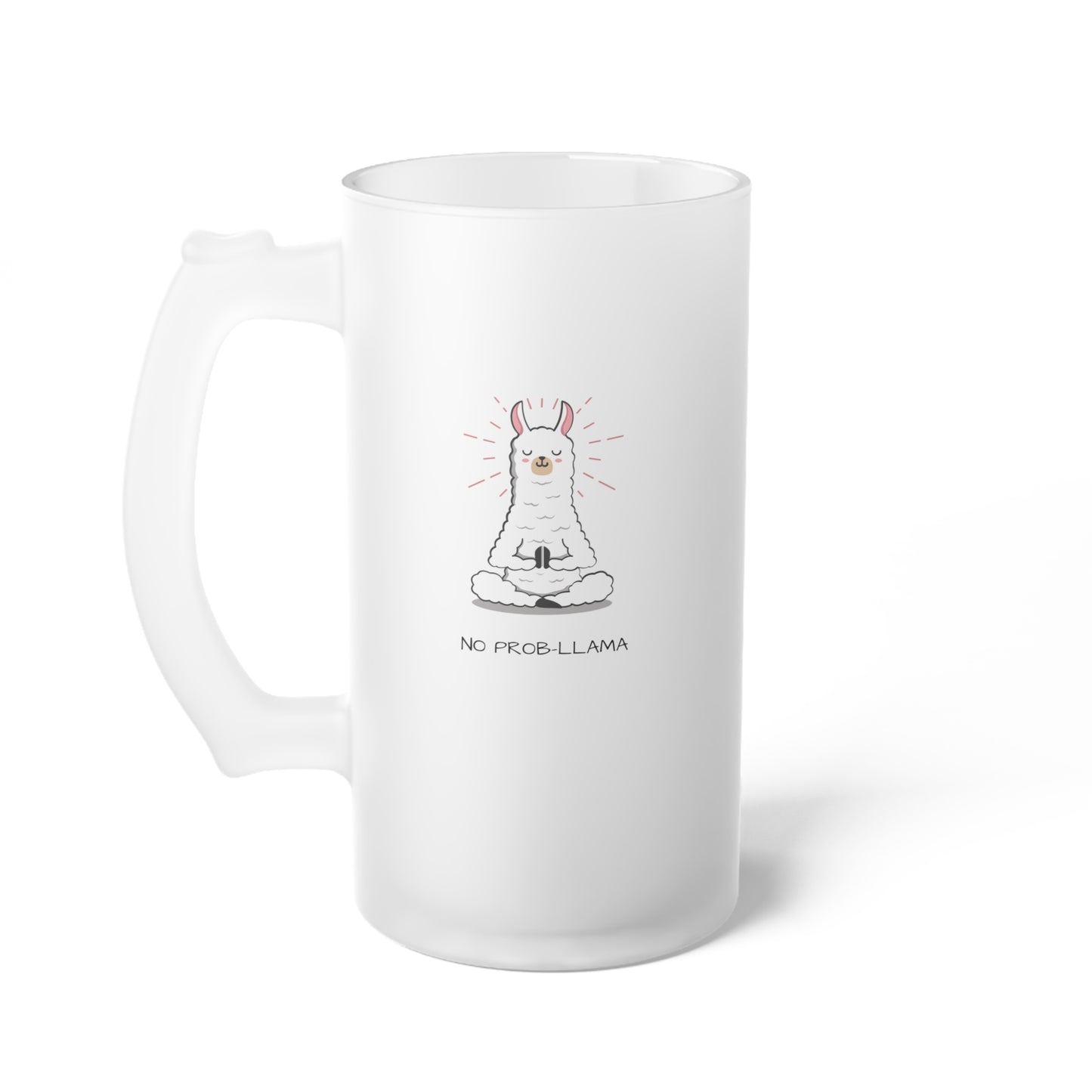 NO PROB-LLAMA Frosted Glass Beer Mug