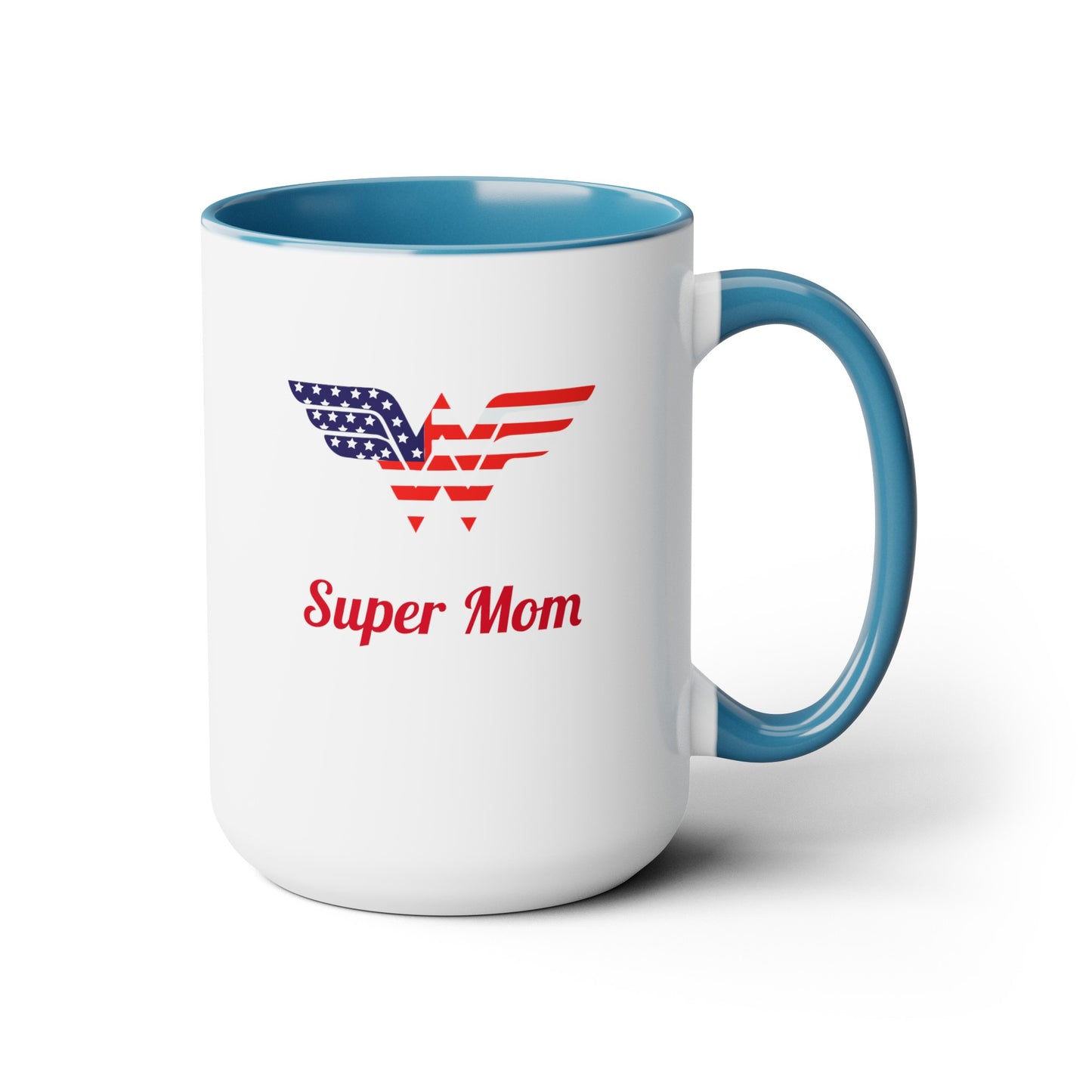 SUPER MOM Two-Tone Coffee Mugs, 15oz