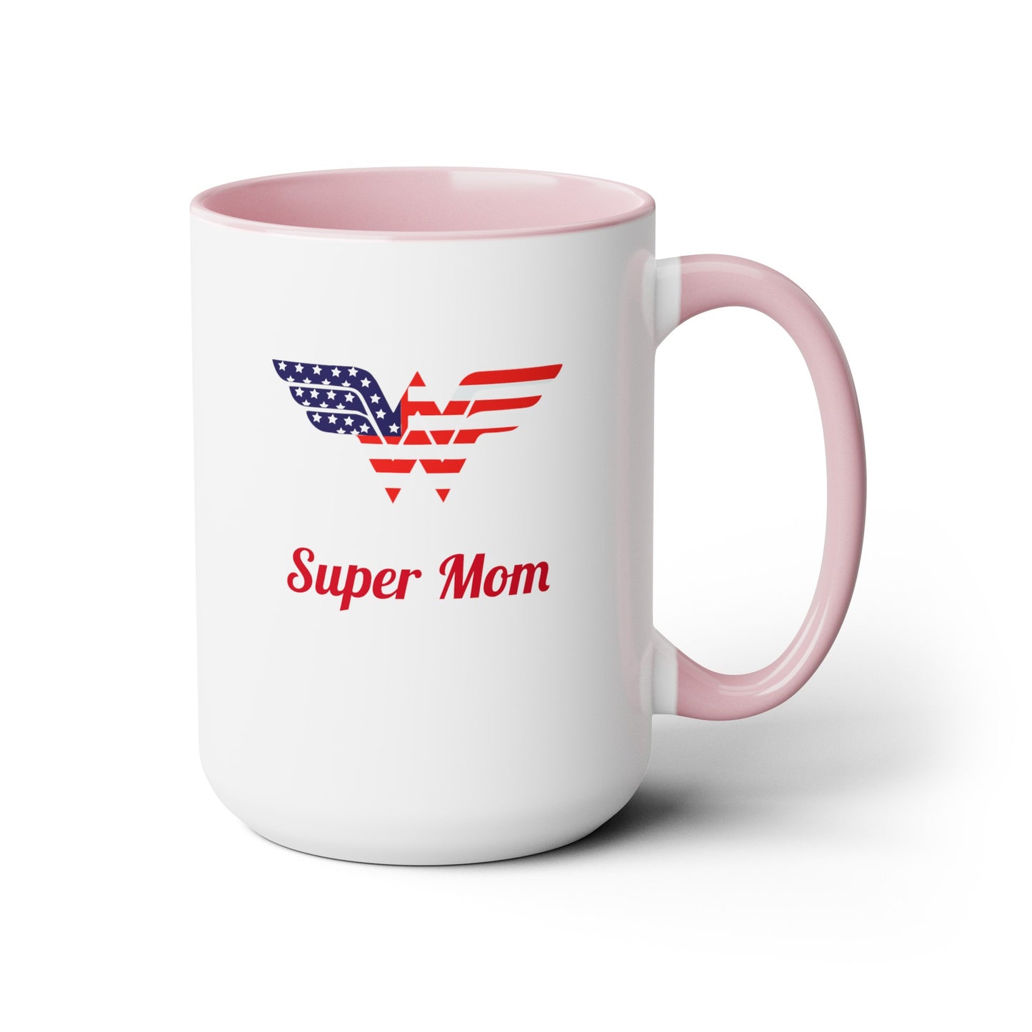 SUPER MOM Two-Tone Coffee Mugs, 15oz