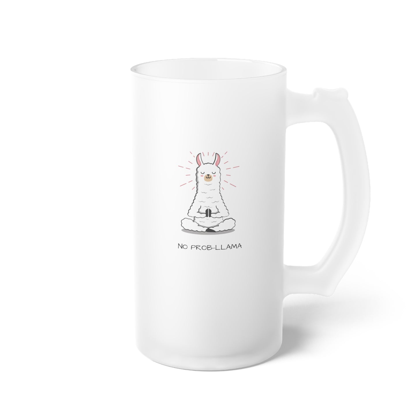 NO PROB-LLAMA Frosted Glass Beer Mug