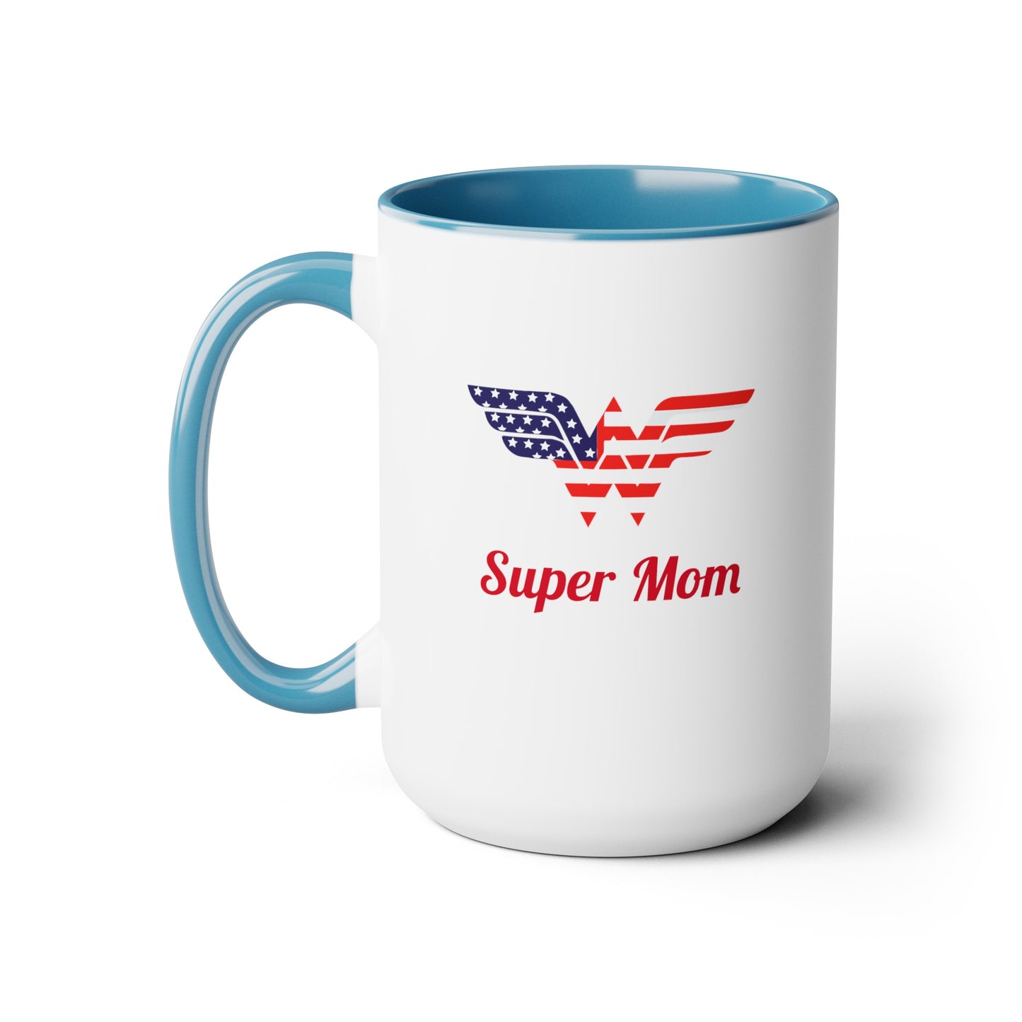 SUPER MOM Two-Tone Coffee Mugs, 15oz